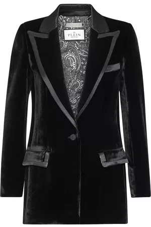 Philipp Plein Contrasting-trim velvet blazer