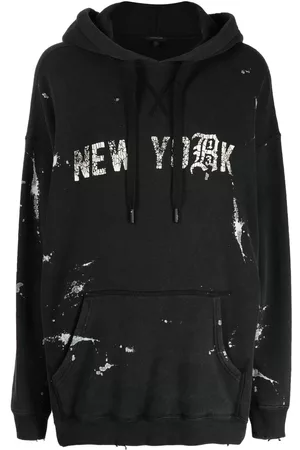 R13 Slogan-print distressed hoodie