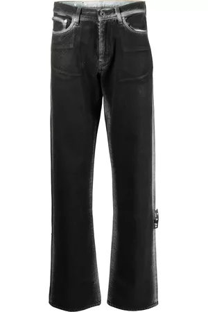 OFF-WHITE Diagonal stripe print straight-leg jeans