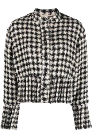 Rochas Cropped houndstooth tweed jacket