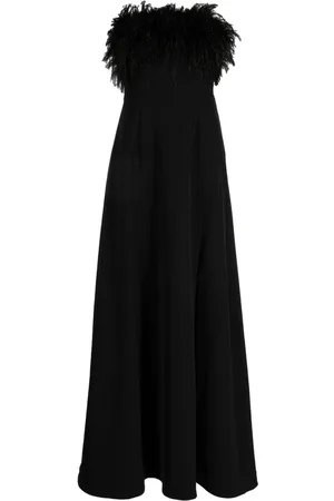 RACHEL GILBERT Linc feather-embellished strapless gown