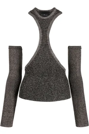 John Richmond Ribbed glittered singlet