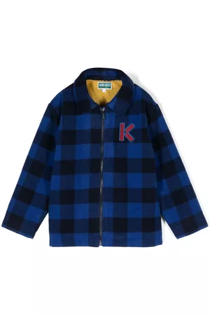 Kenzo Logo-embroidered checked wool jacket