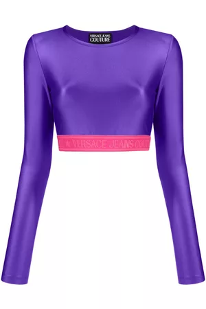 Liliac and white logo-underband crop top - women - SPORTY & RICH 