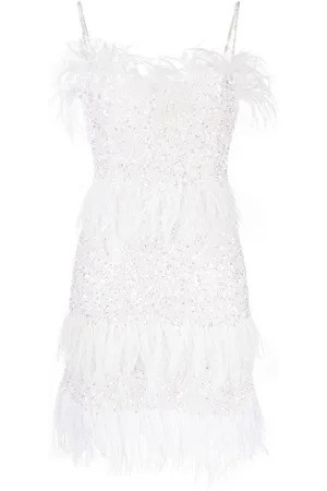 RACHEL GILBERT Frenchy sequin-embellished feather minidress
