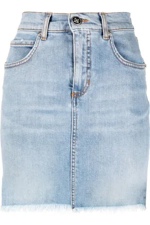 John Richmond Frayed-hem denim skirt