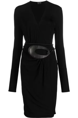 Tom Ford Belted-waist V-neck dress