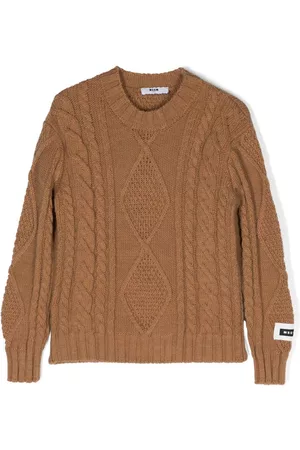Msgm Logo-patch Aran-knit jumper