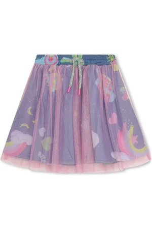 Billieblush Graphic-print tulle denim skirt