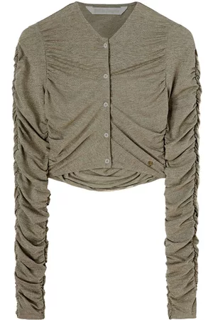 Palm Angels Ruched Lurex cropped cardigan