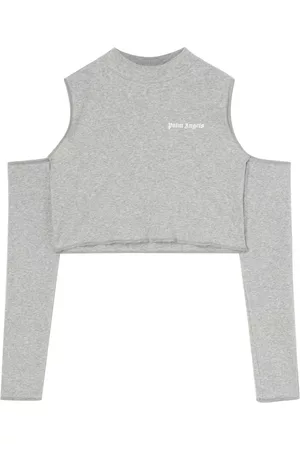 Palm Angels Logo-print cut-out cropped top