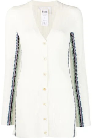 Chloé Stripe-detail long wool cardigan