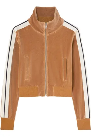 Palm Angels Side-stripe velvet track jacket