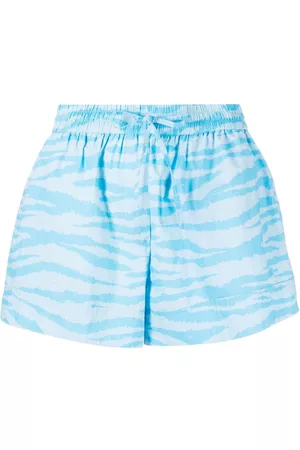 Ganni Zebra-print organic cotton shorts
