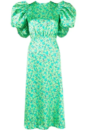 ROTATE Floral-print satin midi-dress