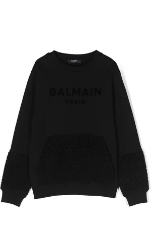 Balmain Logo-print fleece-panelled sweatshirt