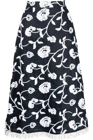 Silvia Tcherassi Floral-embroidered A-line midi skirt