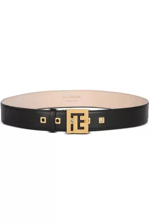 Balmain Logo-plaque leather belt