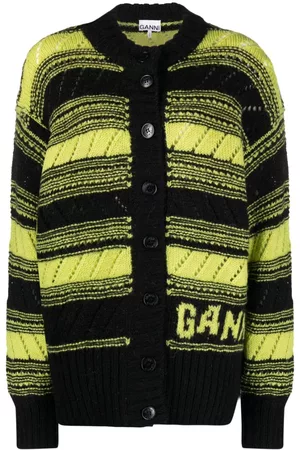 Ganni Stripe-pattern knitted cardigan