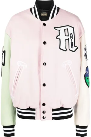 ARIES Logo-patch colour-block varsity jacket