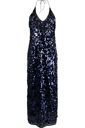 Oseree Sequinned halterneck sleeveless dress