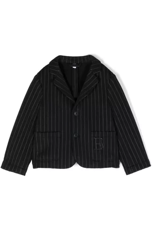 Emporio Armani Logo-embroidered pinstripe-pattern jacket