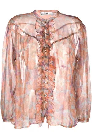 PNK Floral-print semi-sheer silk shirt