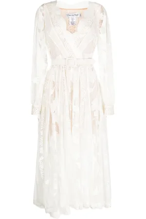 Oscar de la Renta Guipure-lace semi-sheer midi dress