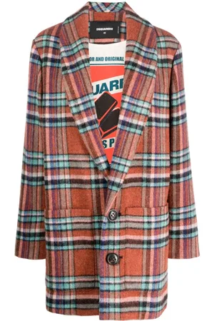 Dsquared2 Check-pattern single-breasted wool coat