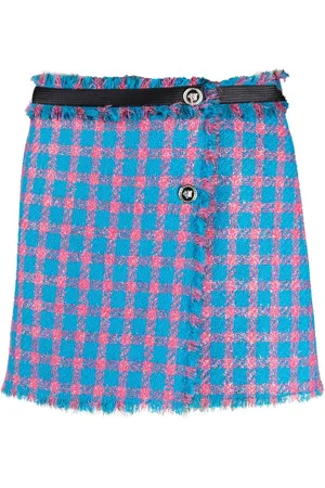 VERSACE Check-pattern tweed miniskirt
