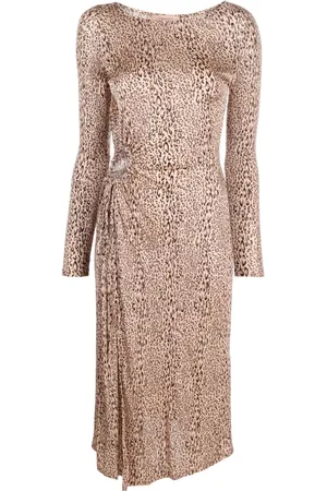 Twin-Set Leopard-print gathered midi dress