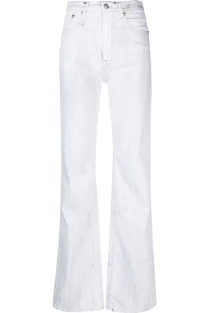 R13 Jane crackled-effect wide-leg jeans