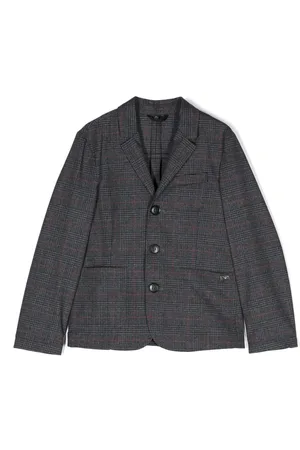 Emporio Armani Check-plaid single-breasted blazer