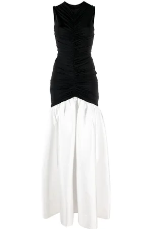 Rasario Two-tone satin-finish gown