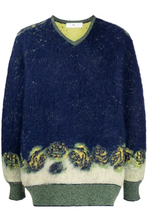 TOGA PULLA V-neck patterned intarsia-knit sweater