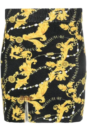VERSACE Chain Couture-print knitted miniskirt