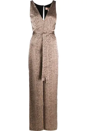 Twin-Set Leopard-print satin-finish jumpsuit