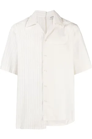 Lanvin Mix-stripe asymmetric cotton shirt