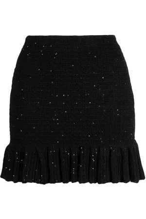 Self-Portrait Sequin-embellished knitted skirt