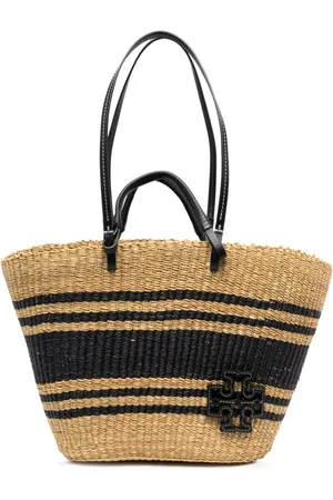 Tory Burch Ella striped raffia tote bag