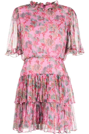 SALONI Ava floral-print silk dress