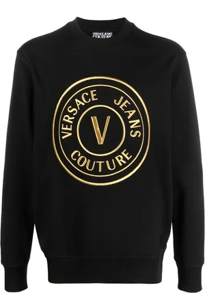 VERSACE Embroidered-logo cotton sweatshirt