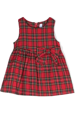SIOLA Bow-detail plaid flared dress