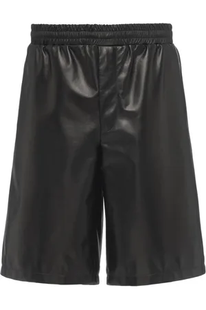Prada Triangle-logo leather Bermuda shorts