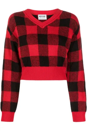 Moschino Check-pattern wool-blend jumper