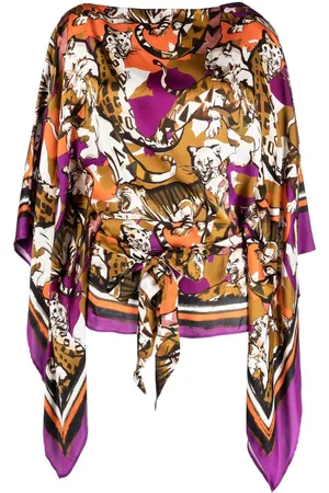 Roberto Cavalli Cheetah-print draped-sleeve kaftan