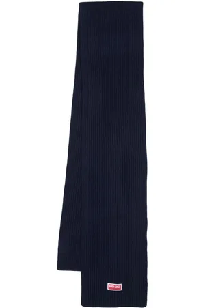 Kenzo Logo-patch ribbed-knit scarf