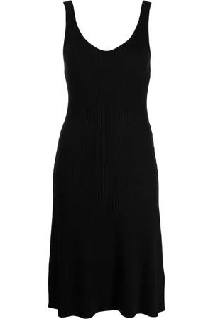 Vince V-neck ribbed-knit midi dress