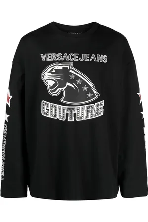 VERSACE Logo-print long-sleeve top