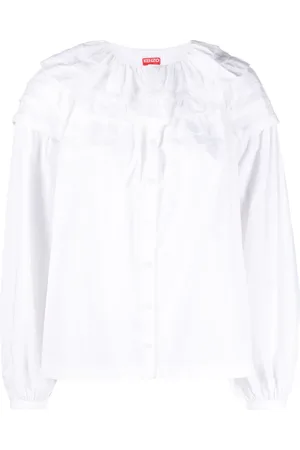 Kenzo Ruffled-collar long-sleeved cotton shirt